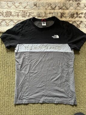 The North Face Black and Gray Colorblock Short Sleeve Tee